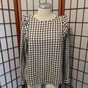 Loft Gingham Prairie Blouse